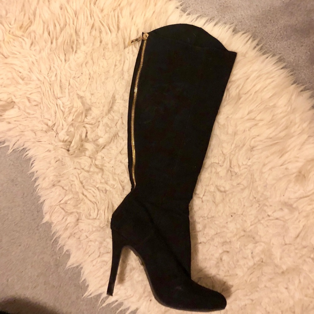 Black Stiletto Knee High Boots